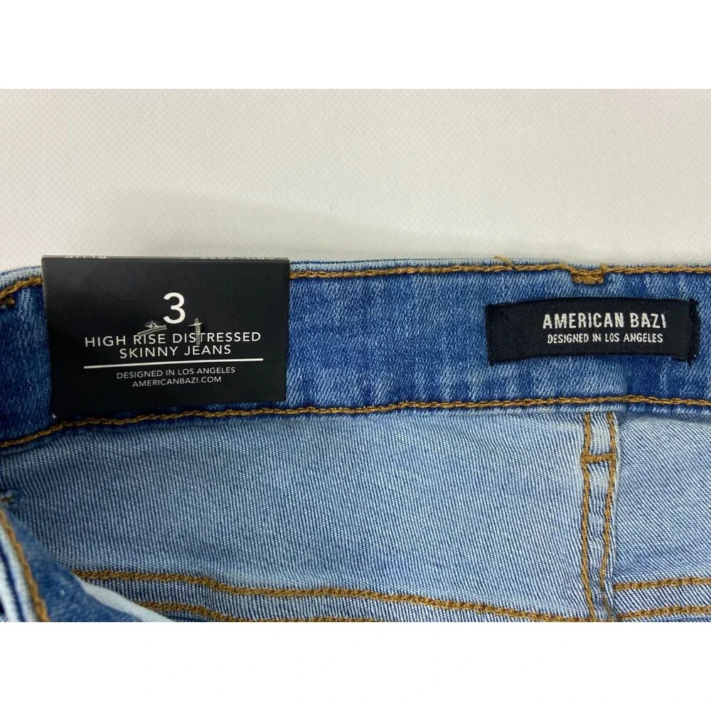 American Bazi Women Size 3 Jeans High Rise Skinny Distressed NWT - Picture 11 of 15